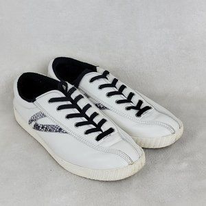 Tretorn Womens White Leather Lace-Up Low Top Sneakers 10.5 WTNY Lite 36 Plus